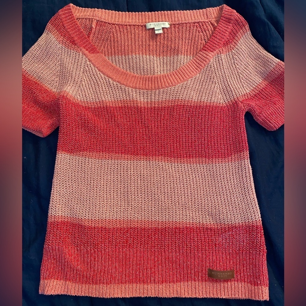 Burberry Brit Ombré Open Knit Vintage Bohemian Top